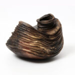 A Small Geographical Sigh sculptural ceramic vessel on white background