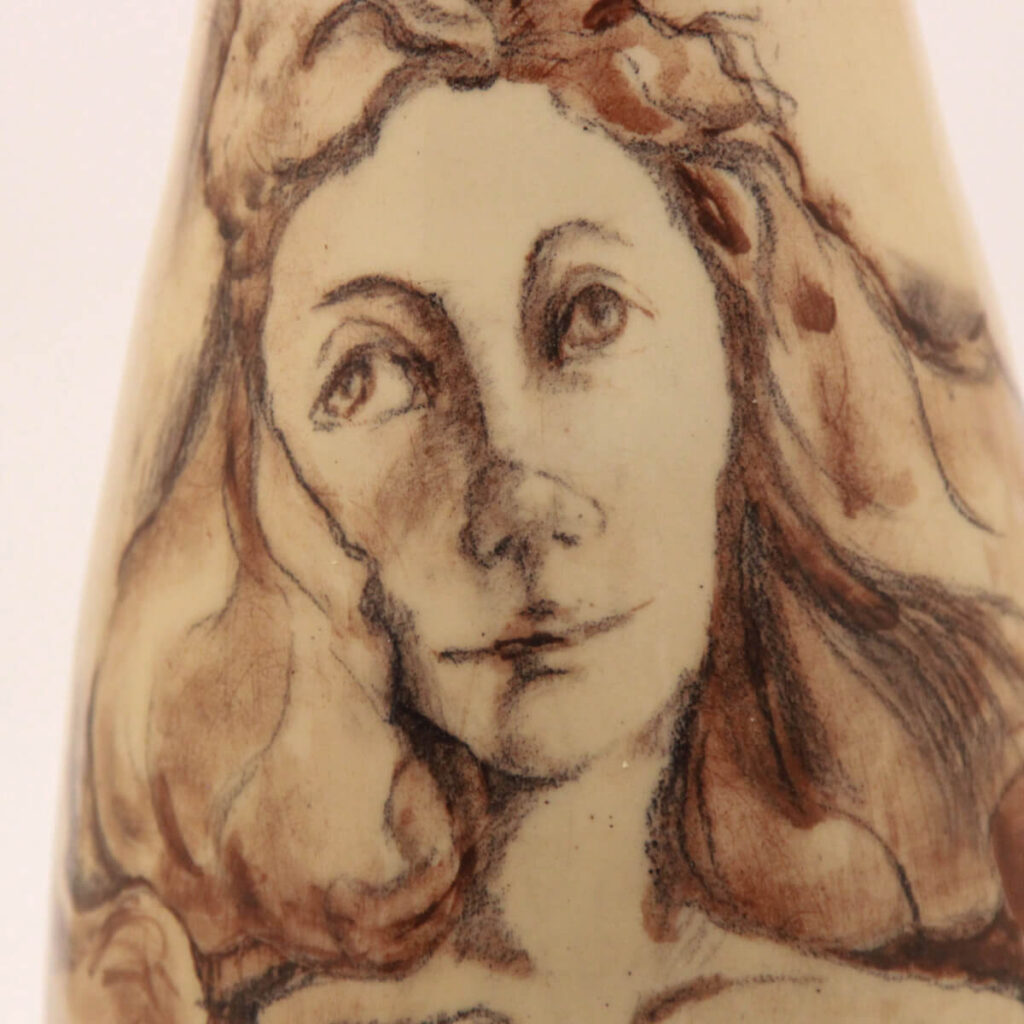In Her Image hand painted ceramic vase front view