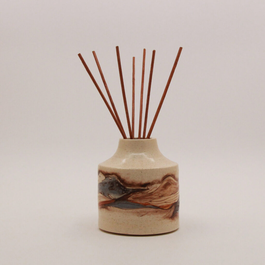 Midnight Horizon handmade ceramic reed diffuser with reeds