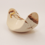 Painted handmade ceramic bowl with warm painterly glaze detail