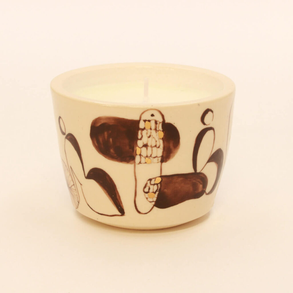Path to Presence handmade ceramic candle holder with scented candle