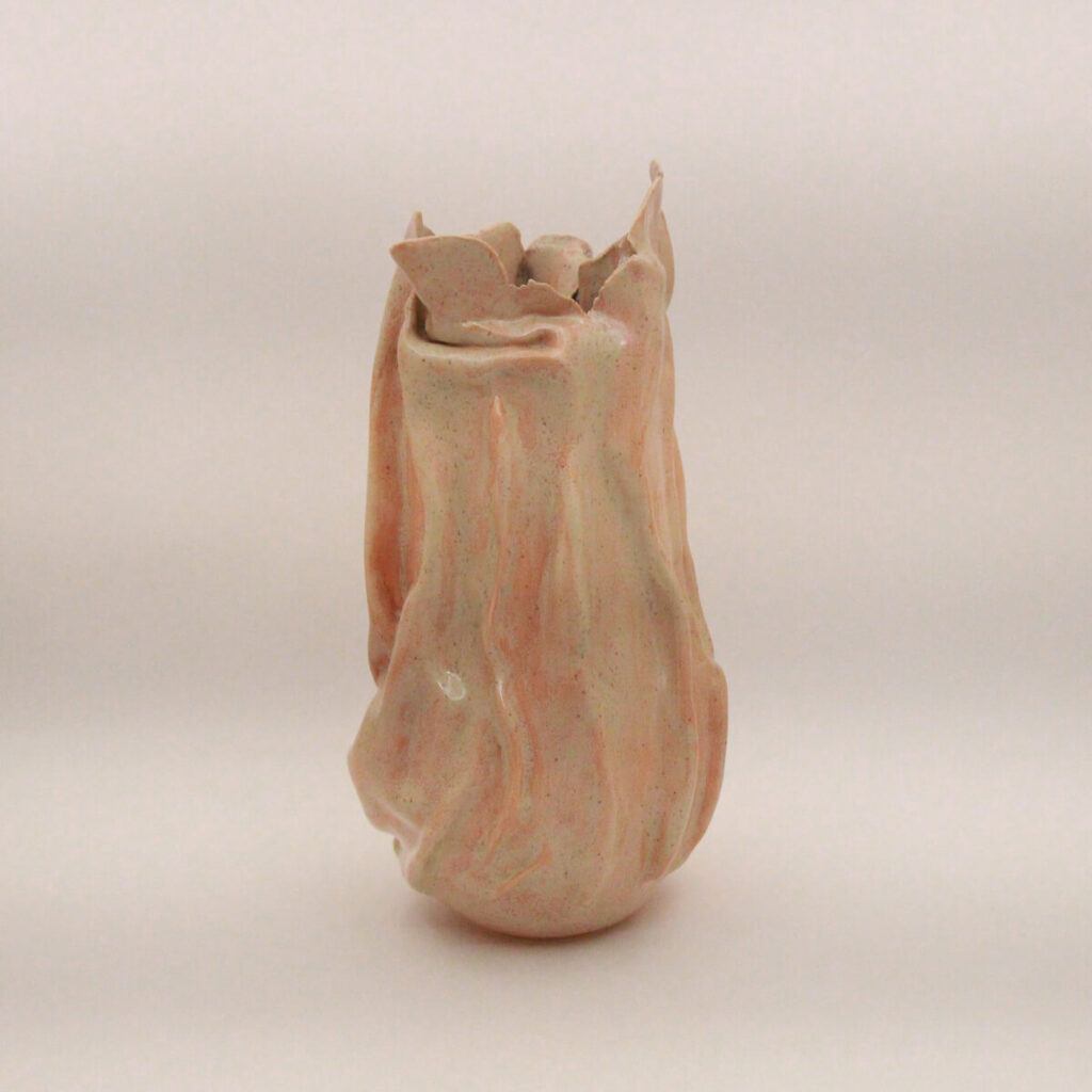 Pink Lady decorative ceramic vase on neutral background