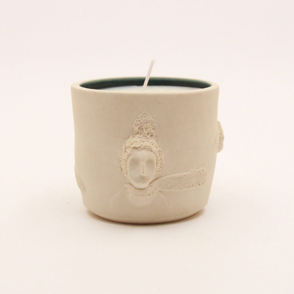 Close view of The Wonderstruck artisan ceramic candle holder
