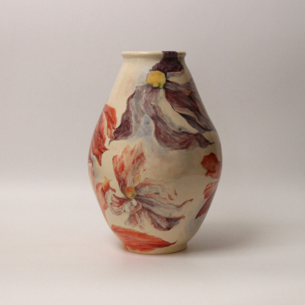 Back view of Warm Stillness decorative handmade ceramic vase